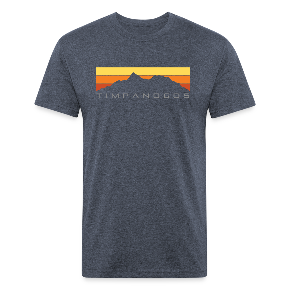 Retro Mountain Classic (warm) - Premium Graphic Tee - heather navy