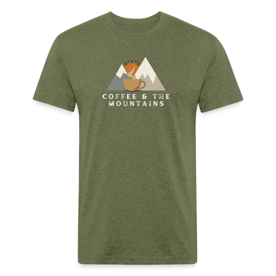 Coffee & the Mountains - Premium Graphic Tee - heather military green