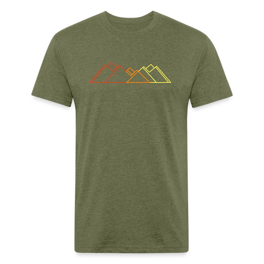 Retro Mountains - Premium Graphic Tee - heather military green